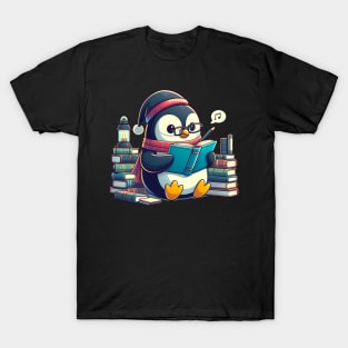 Penguin Reading Read Reading Librarian Book T-Shirt